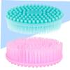 2Pcs Silicone Bathing Massage Scrubbers Blue Pink Cleaning Shower Brushes for Design for All Ages Portable Durable Silicone for Home Travel view 2