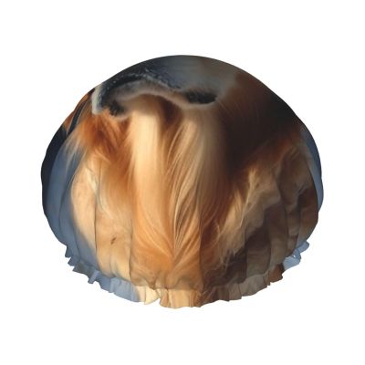 Double Layers Shower Cap For Women, Reusable Elastic Bathing Bath Cap Golden Retriever Hair Caps Waterproof Ladies Spa Salon Shower Hat Hair Caps