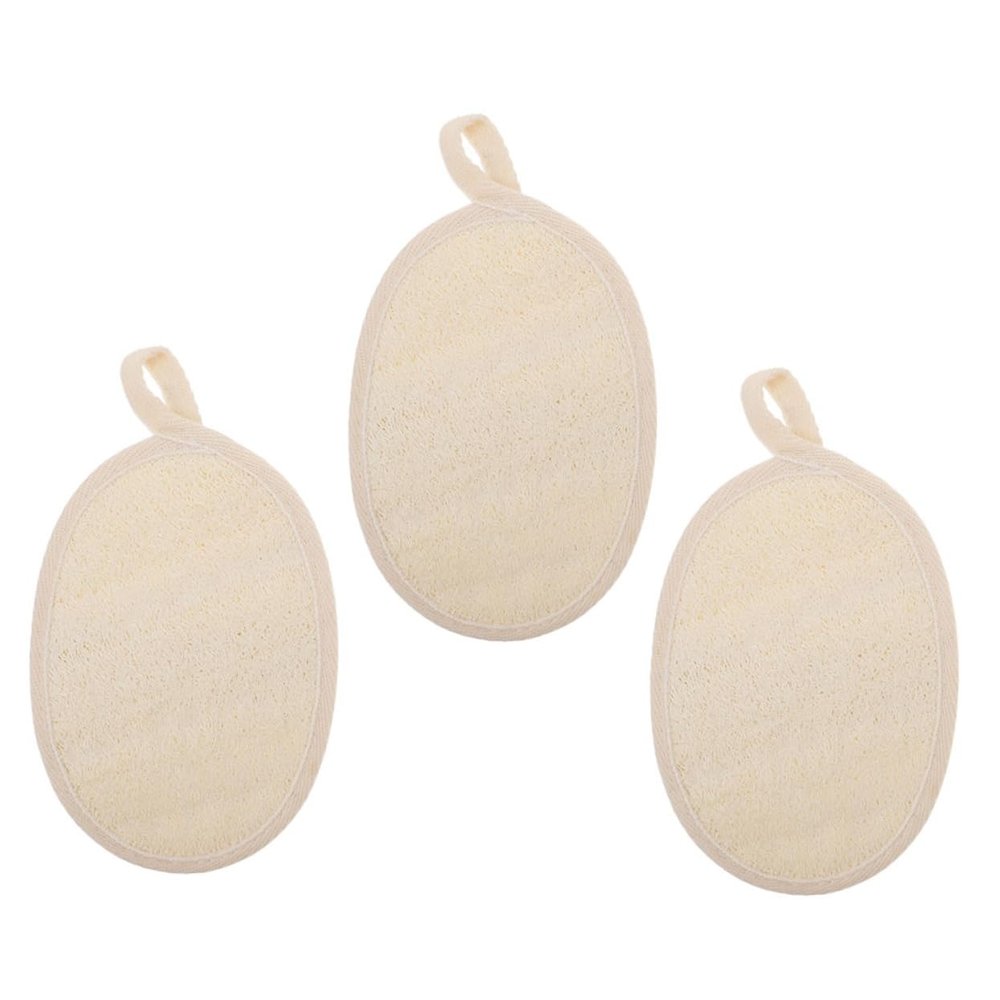 3 Pcs Loofah Bath Towels Exfoliating Back Scrubber for Deep Clean Gentle Skin for Family Use Beige Color for Shower and Bath