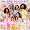 137 PCS Spa Party Supplies For Girls, Include Face Mask, Bath Bombs, Hand Cream, Eye Mask, Lip Mask, Lipstick, Hairband, Natural & Relaxing Sleepover Spa Gift Kit For 12 People, Gentle Moisturizing view 3