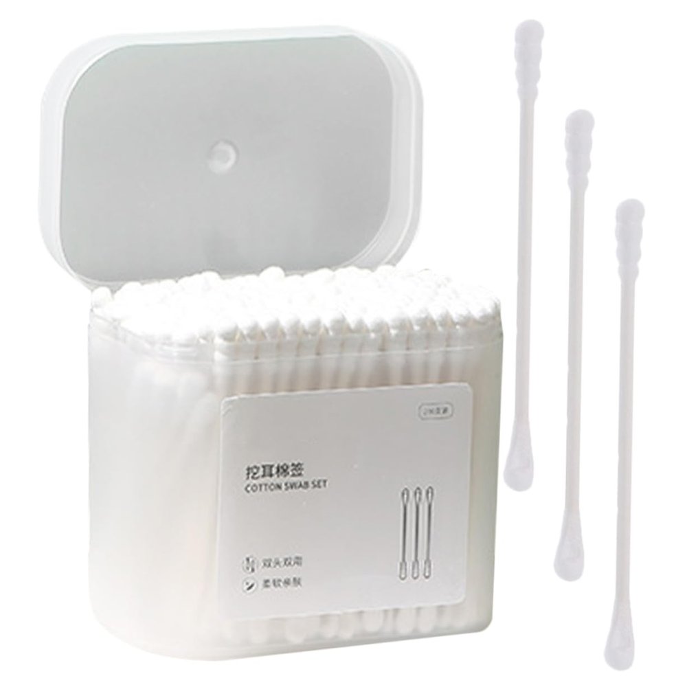 CALLARON Cotton Swabs for Ear Cleaning Dual Pointed Tips Portable Makeup Cotton Sticks for Adults for Eyelash Grafting Cleaning Strong Adsorption