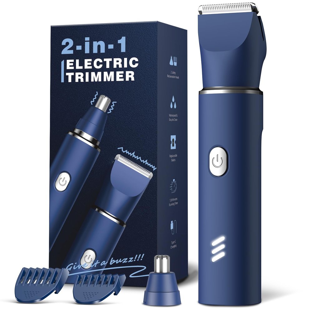 Electric Razor for Men: Manscape Body Trimmer for Mens Gifts, Electric shavers, IPX7 Waterproof, USB-Rechargeable,Replaceable Blade, Blue