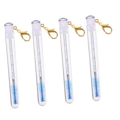 BIUDECO 4pcs Keychain Eyelash Brush Tube Rhinestone Portable Makeup Eyelash Applicator for Beauty and Cosmetic Use