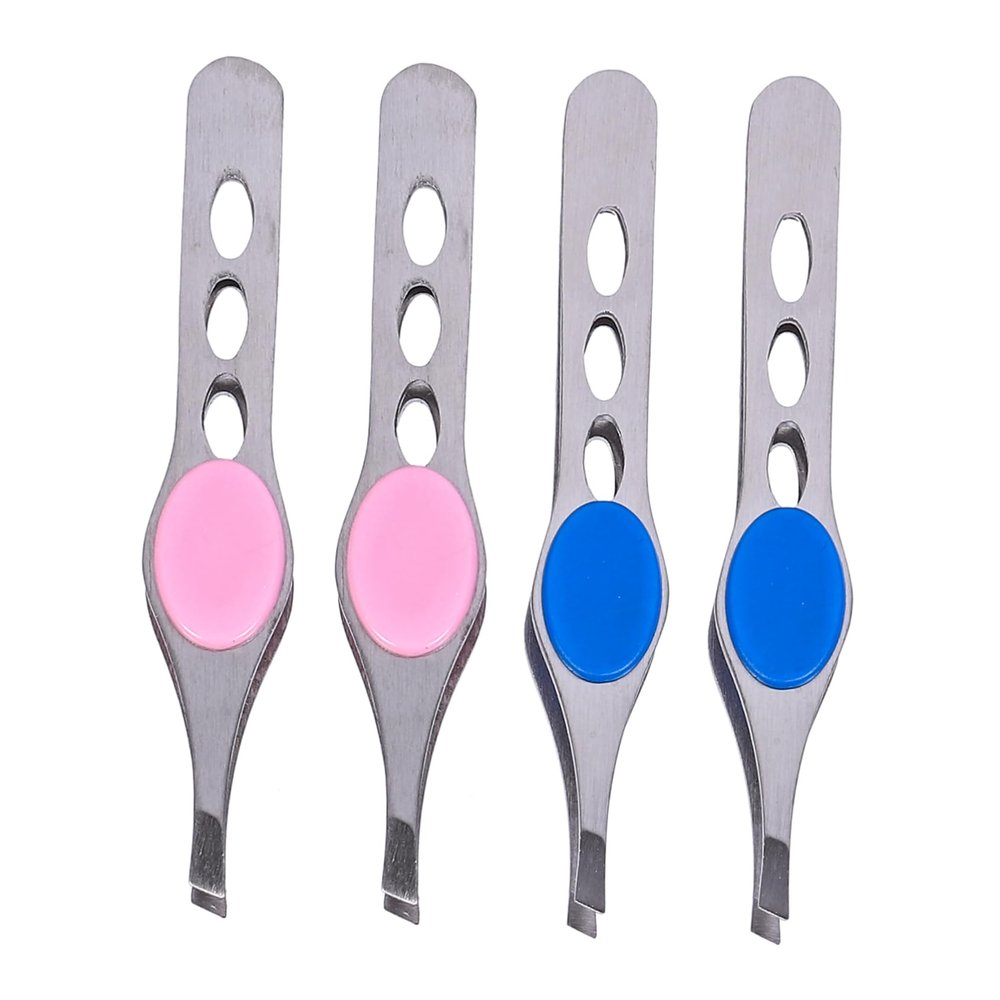 WOONEKY Stainless Steel Eyebrow Tweezers 4-Piece Precision Makeup Grooming Kit for Women Precision Tip for Eyebrow Shaping and Facial Hair Removal