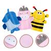PLAFOPE 3pcs Cartoon Exfoliating Bath Gloves for Kids Cute Dual-Use Shower Mitts Body Scrubber and Back Scrubber Soft and Fun Bathing Accessory view 3