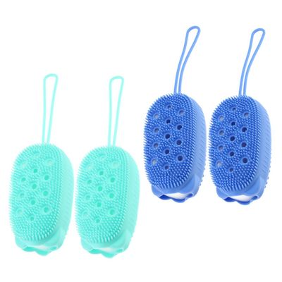 Ipetboom 4Pcs Dual-Sided Silicone Bath Scrubber Portable Exfoliating Shower Brush for Body and Back Soft Bathing Brush for Home Use