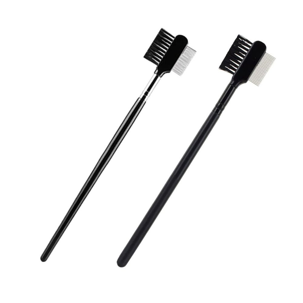 MUCKLILY 2PCS Eyebrow and Eyelash Comb Set Portable Dual-Head Makeup Brushes for Eyebrow Shaping and Eyelash Styling for Personal Use