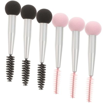 Happyyami 6Pcs Double Head Makeup Sponge Brush Eyebrow Eyelash Applicator for Application for Professional Use Sponges Included