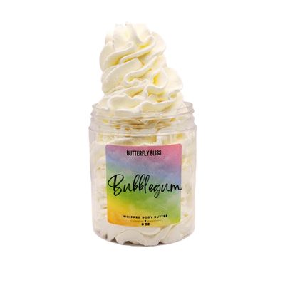 Bubblegum Whipped Body Butter Sweet Nostalgic Scented Moisturizer Shea, Mango & Coconut Oil Vegan, Paraben-Free Skincare Fun Gift for Teens & Girls 8 oz Jar