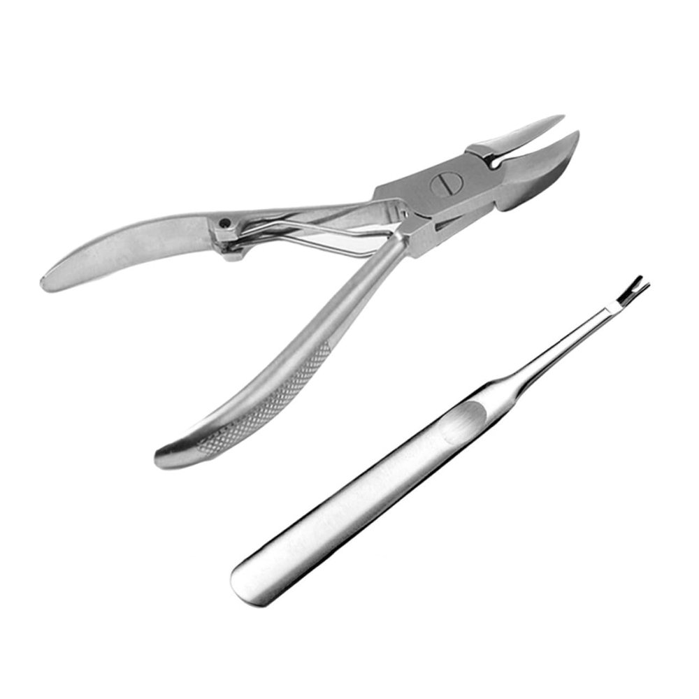 NOLITOY 2Pcs Stainless Steel Nail Clippers Cuticle Nipper Pusher for Manicure Pedicure Durable Resistant Cuticle Cutter for Fingernails Toenails