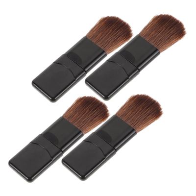 Beatifufu 5pcs Mini Travel Makeup Brush Set Small Flat Blush Brush Portable Foundation Loose Powder Applicators for-the Essentials
