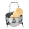 FOYTOKI 3-Piece Stainless Steel Shaving Bowl Rack Set for Men Beard Brush Storage Stand Facial Cleaning Appliance Shaving Brush Holder view 1