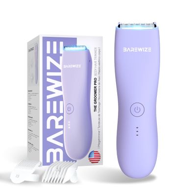 BAREWIZE Bikini Trimmer for Women, Pubic Hair Trimmer, Waterproof, USB-C Rechargeable, LED Light, Replaceable Blade, Electric Razors for Women, Electric Lady Shaver (Violet)