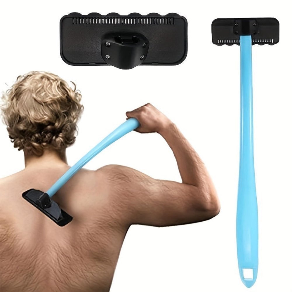 LUSTRA FASHION Men Manual Back Hair Shaver, Blade Trimmer Do-it-yourself Whole Body Leg Back hair Saver Long Handle Big Blade Hair Removal Razor Split Handle Razor with Ergonomic Grip DIY Shave