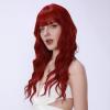108-2 Long Wavy Red Wig with Bangs, 26 Inches, Heat Resistant Synthetic Fiber, Natural Looking Curls view 2
