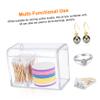 Amosfun Clear Acrylic Cotton Swab Holder with Lid Double Compartment Storage Container for Cotton Balls and Swabs Organizer for Bathroom and Vanity Use view 3
