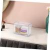 Amosfun Clear Acrylic Cotton Swab Holder with Lid Double Compartment Storage Container for Cotton Balls and Swabs Organizer for Bathroom and Vanity Use view 4