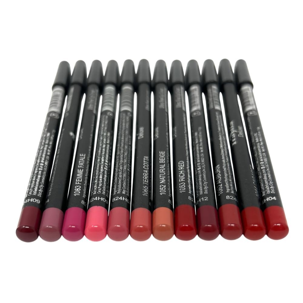 12 pcs, 12 Colors Red Tone Ultra Fine Lip Liner Set, Creamy, Long Lasting, High Pigmented Pencil, Various Shades (Red Tone)