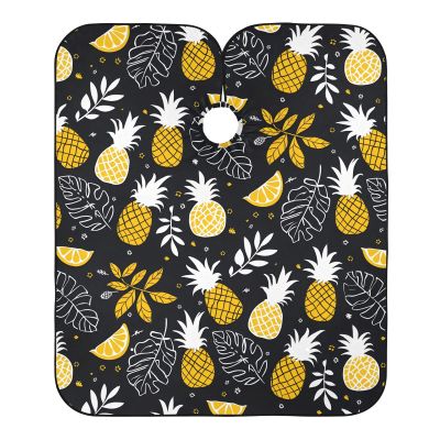 Barber Cape Salon Cape Hairdressing Apron Haircutting Waterproof Pineapples Black Yellow for Adults Clients with designs Adjustable Neck Closure
