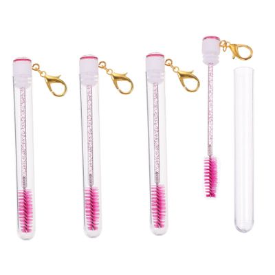 COMPUKAS 4Pcs Eyelash Brush Keychain Long Mascara Wand Brow Comb Travel Friendly Makeup Tool for Beginners Professionals for Daily Use Makeup Artist