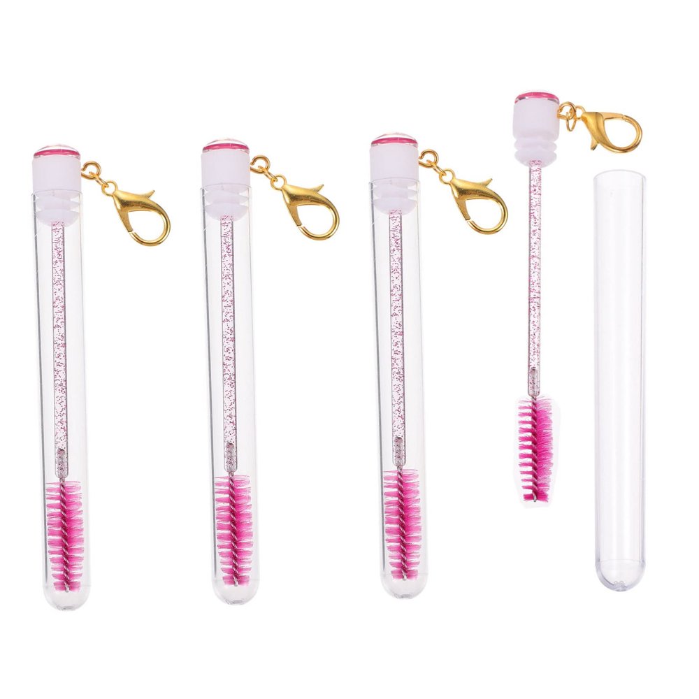 COMPUKAS 4Pcs Eyelash Brush Keychain Long Mascara Wand Brow Comb Travel Friendly Makeup Tool for Beginners Professionals for Daily Use Makeup Artist