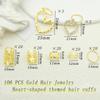 106 PCS Gold Hair Jewelry Clips The Heart Shape Themed for Braids Cuffs Loc Charms Hair Accessories Rings Pendant Metal Jewelry Decoration view 2