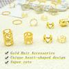 106 PCS Gold Hair Jewelry Clips The Heart Shape Themed for Braids Cuffs Loc Charms Hair Accessories Rings Pendant Metal Jewelry Decoration view 4