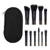 10 Pcs Mini Portable Makeup Brush Set Complete Travel Cosmetic Brushes Kit with Pouch for Blush Powder Eyeshadow Perfect for Women and Girls(Black) view 1