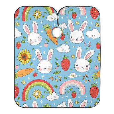 Barber Cape Salon Cape Hairdressing Apron Haircutting Waterproof Cute Rabbit Carrot for Adults Clients with designs Adjustable Neck Closure