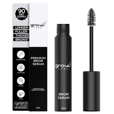 Grow Labs Eyebrow Growth Serum with Biotin & Peptides Regrow Eyebrow Hair Nourishing Formula for Thicker, Fuller, Natural-Looking Brows Vegan, Cruelty-Free Made in USA 5 ml