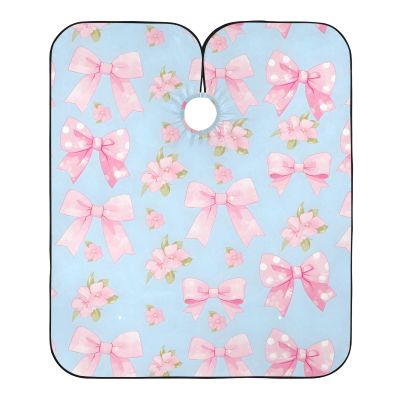 Barber Cape Salon Cape Hairdressing Apron Haircutting Waterproof Bow Tie Blue for Adults Clients with designs Adjustable Neck Closure
