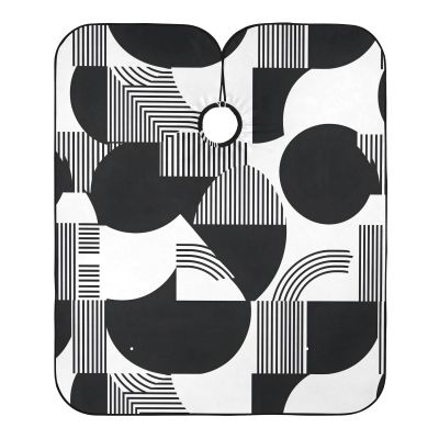 Barber Cape Salon Cape Hairdressing Apron Haircutting Waterproof Black White Line for Adults Clients with designs Adjustable Neck Closure