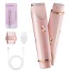 2-in-1 Bikini Trimmer for Women, Bikini Shaver with Dual Heads, Body and Facial Hair Removal, Rechargeable Cordless Electric Razors for Face Chin Pubic Underarm Legs, IPX7 Waterproof, Pink view 1