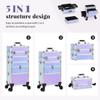 AROUS Rolling Makeup Train Case with 3 Drawers, Cosmetology Case on Wheels Nail Trolley Cart Salon Station Organizer Cases for Nail Tech, Face Painting,Hairstylist, Makeup Artist, Silver view 2