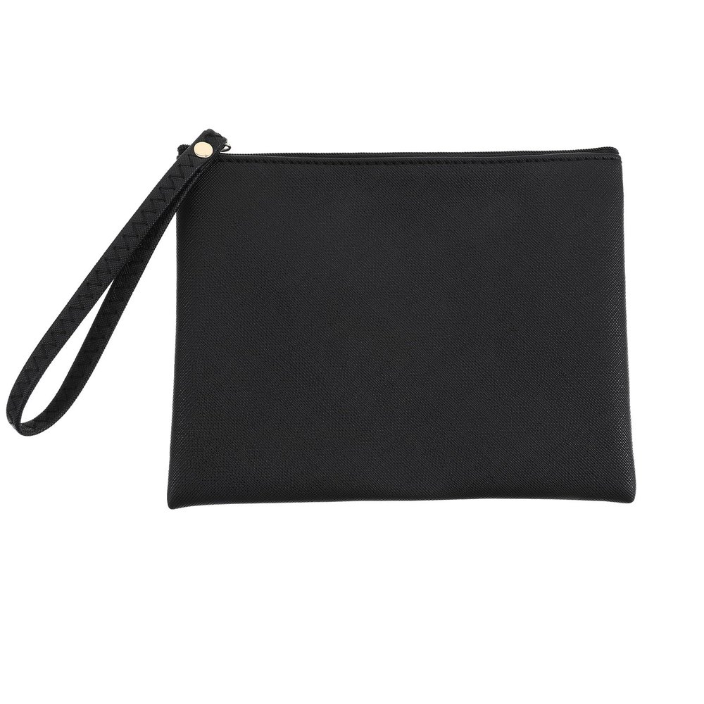 Xinjoduz Wristlet Pouch 7.4" 5.9" Black Mini Makeup Pouch for Purse Small Leather Makeup Bag Mini Cosmetic Zipper Little Wristlet Travel Purse for Women Lipstick Car Change Coin Organizer (Black)