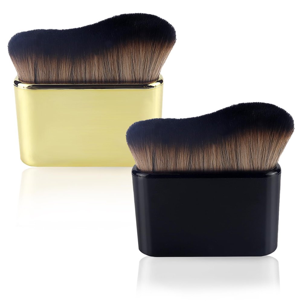 2pcs Self Tanner Brush Body Makeup Brushes Liquid Foundation for Self Tan Brush Self Tan Applicator Face Neck Body Leg Tanning Makeup (Gold+Black)