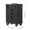 Unnsiapit Rolling Makeup Train Case, L14.1*W9*H22.4in Lockable Nail Cart Cosmetic Organizer Box on Wheels, Professional Travel Case for Barber Hairstylist Salon, H6.7in Drawers, Black view 3