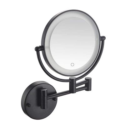 Makeup Mirror Wall Mount, 8 in Lighted Led Wall-Mounted Bathroom Mirror with 3X Magnification Touch Screen Double Sided Swivel 360 Hardwired Electrical Connection ORB(Hardwire5x)