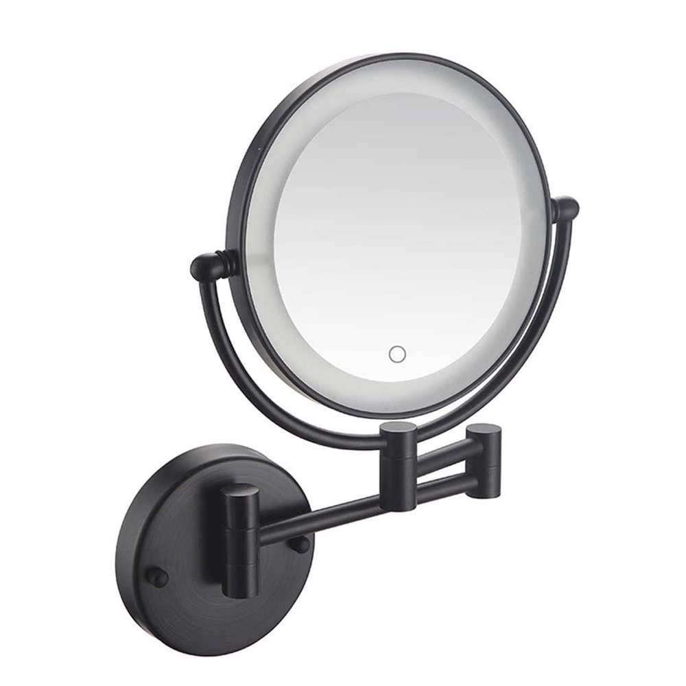 Makeup Mirror Wall Mount, 8 in Lighted Led Wall-Mounted Bathroom Mirror with 3X Magnification Touch Screen Double Sided Swivel 360 Hardwired Electrical Connection ORB(Hardwire5x)