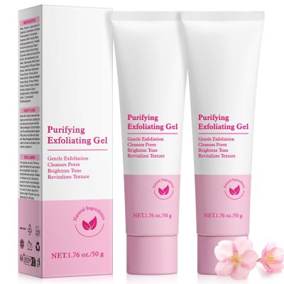 Purifying Exfoliating Gel, 2 Pack Face Facial Exfoliator Cleanser, Gentle Face Scrub Exfoliating Gel Purifying for Facial & Body Deep Cleansing, Regulates Water & Oil Balance, Smoother & Softer