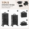 AROUS Rolling Makeup Train Case with 3 Drawers, Cosmetology Case on Wheels Nail Trolley Cart Salon Station Organizer Cases for Nail Tech, Face Painting,Hairstylist, Makeup Artist, Black view 2