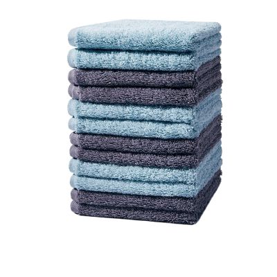 Hand Towels Kitchen and Bathroom Face Towels Cotton Towels Premium Soft Face Towel Set 12 Sets (Color : A Size : 12 Washcloth Set) (Blue Gray)