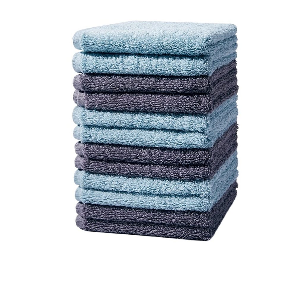 Hand Towels Kitchen and Bathroom Face Towels Cotton Towels Premium Soft Face Towel Set 12 Sets (Color : A Size : 12 Washcloth Set) (Blue Gray)