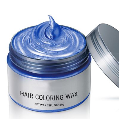 FEESHOW Temporary Hair Dye Wax 120g Washable Color Styling Cream for Men Women No Sticky Feel Natural Look Holds All Day Blue One Size