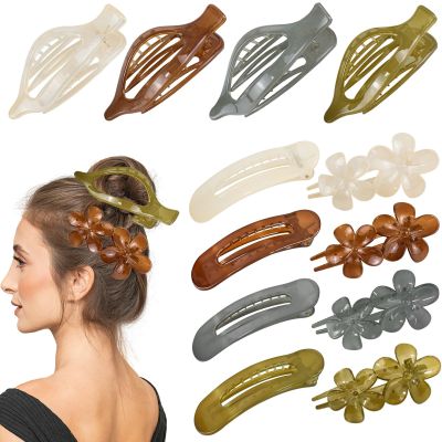12 Pcs Jelly Color Flat Hair Clips, YINGFENG Flat Claw Clips for Women, Bright Non-Slip Flower Claw Clips for Thin Thick Hair, Suitable for Women and Girls Hair Accessories