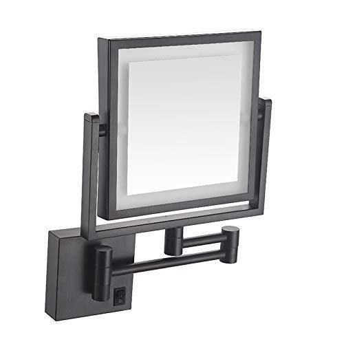 8 in Makeup Mirror Wall Mount Lighted LED, 3X Magnification Bathroom Mirror Wall Mount with Light, Double Sided Swivel 360, Can Be Charged,Bronze,Charging(Orb,Plugging)