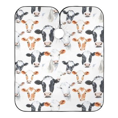 Barber Cape Salon Cape Hairdressing Apron Haircutting Waterproof Cows Head Watercolor for Adults Clients with designs Adjustable Neck Closure