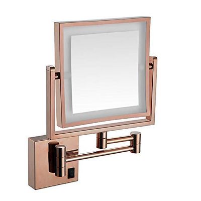 8 in Makeup Mirror Wall Mount Lighted LED, 3X Magnification Bathroom Mirror Wall Mount with Light, Double Sided Swivel 360, Can Be Charged,Bronze,Charging(Rosegold,Charging)