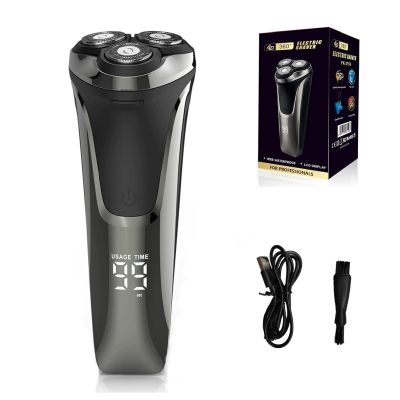 Electric Razor for Men,4D Floating Head Rotary Electric Razor,Ipx7 Waterproof Shavers for Men Wet & Dry Shaver with LCD Display& Quiet Motor (Black)