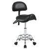 VIHLCYDA Saddle Stool with Back Support and Wheels, 350 LBS Weight Capacity Ergonomic Rolling Stool, Height Adjustable Thickened PU Leather Swivel Saddle Chair for Salon, Spa, Massage, Tattoo(Black) view 1